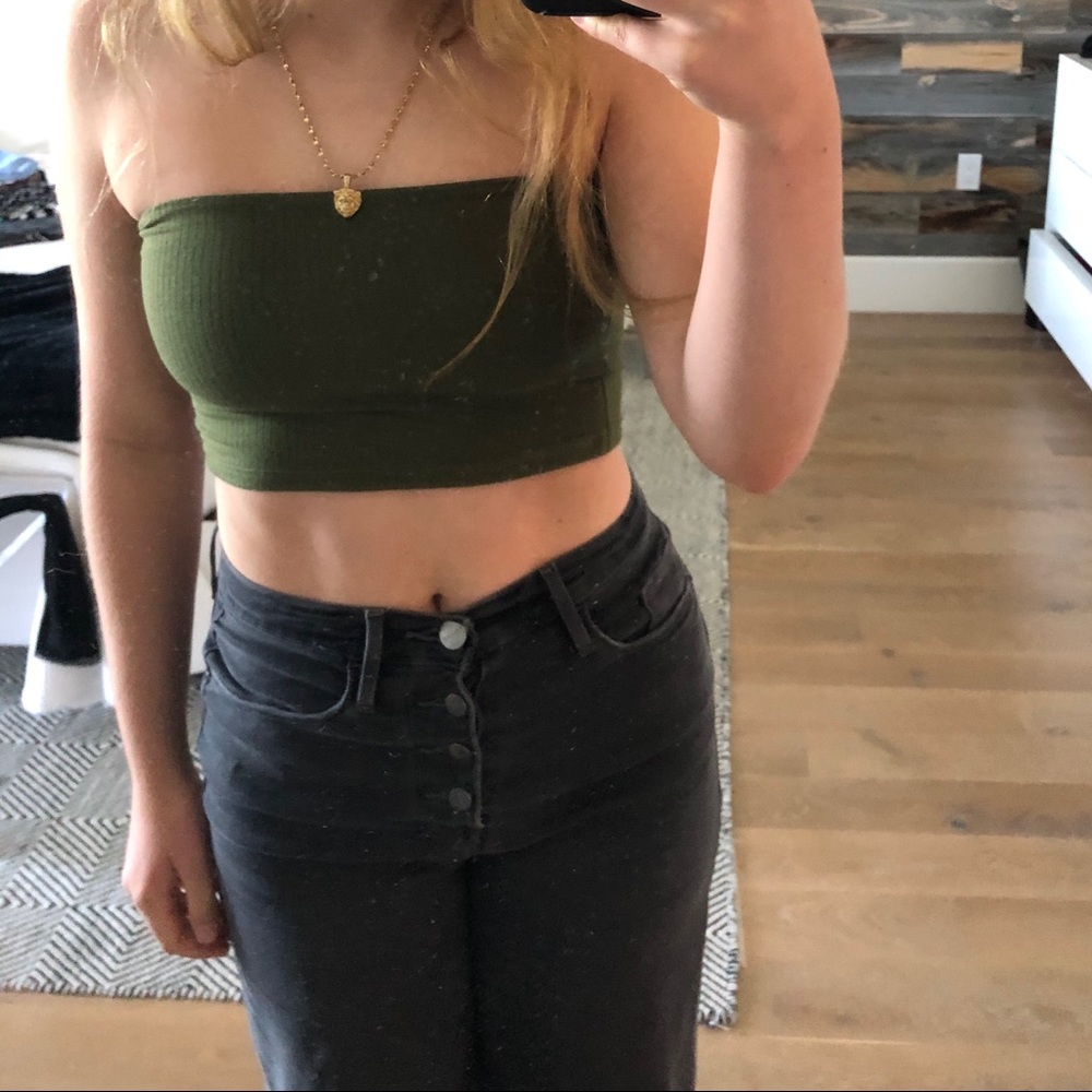 LF army green bandeau top